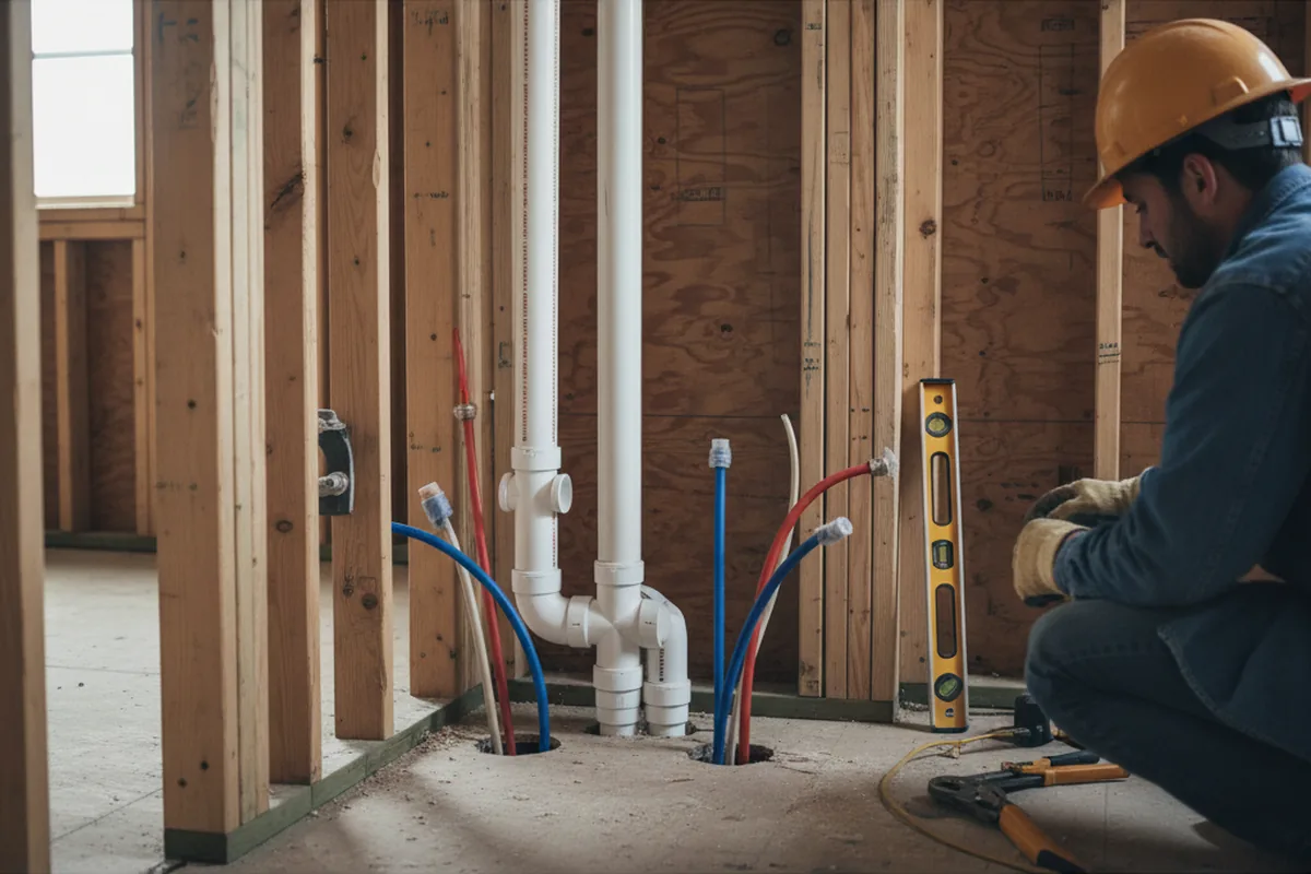 Drain and supply rough-in during Leak Detection in Oakdale